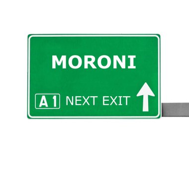 Moroni yol işaret üzerine beyaz izole