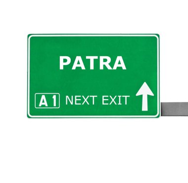 Patra yol işaret üzerine beyaz izole