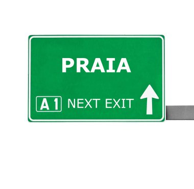 Praia yol işaret üzerine beyaz izole