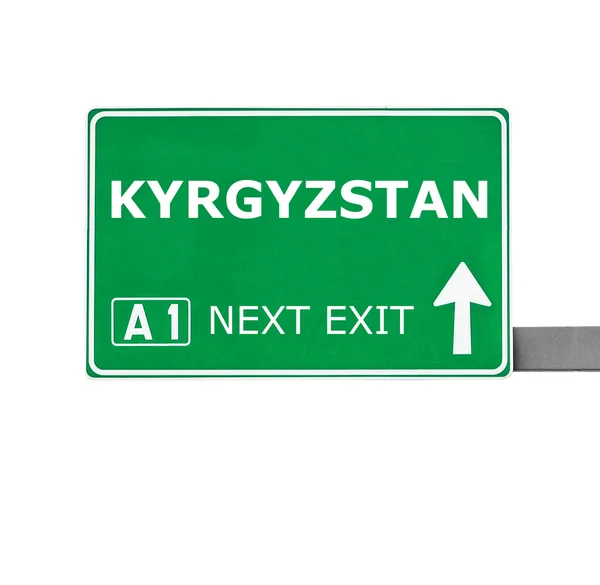 KYRGYZSTAN sinal de estrada isolado em branco — Fotografia de Stock