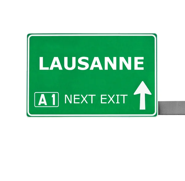 Lausanne verkeersbord geïsoleerd op wit — Stockfoto