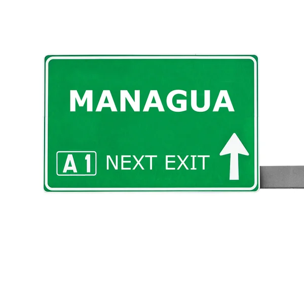 Managua verkeersbord geïsoleerd op wit — Stockfoto