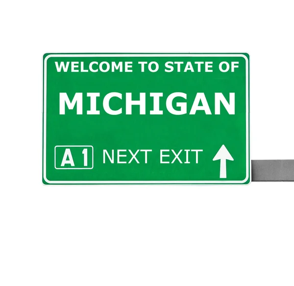 Znak drogowy Michigan na białym tle — Zdjęcie stockowe