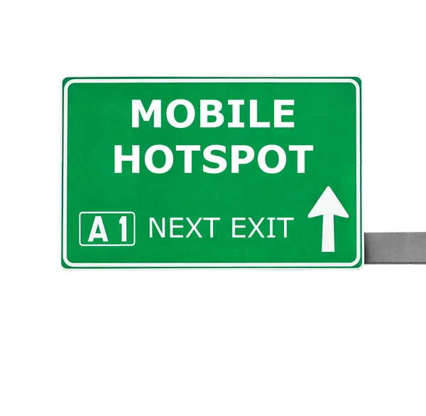 MOBILE HOTSPOT road sign isolated on white — Stock Photo, Image