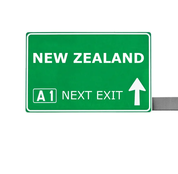 Neuseeland Straßenschild isoliert auf weiß — Stockfoto