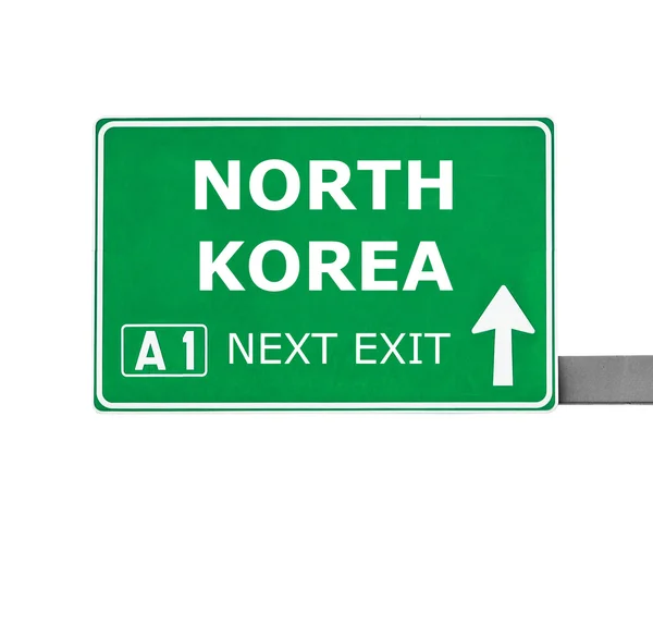 Nordkoreas Straßenschild isoliert auf weiß — Stockfoto