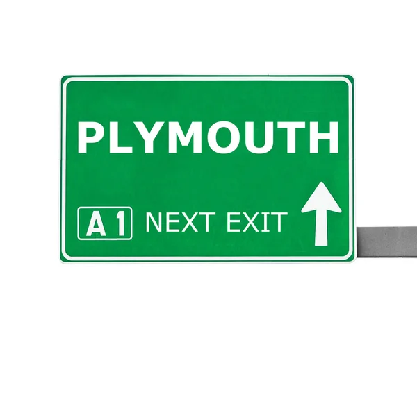 Plymouth verkeersbord geïsoleerd op wit — Stockfoto