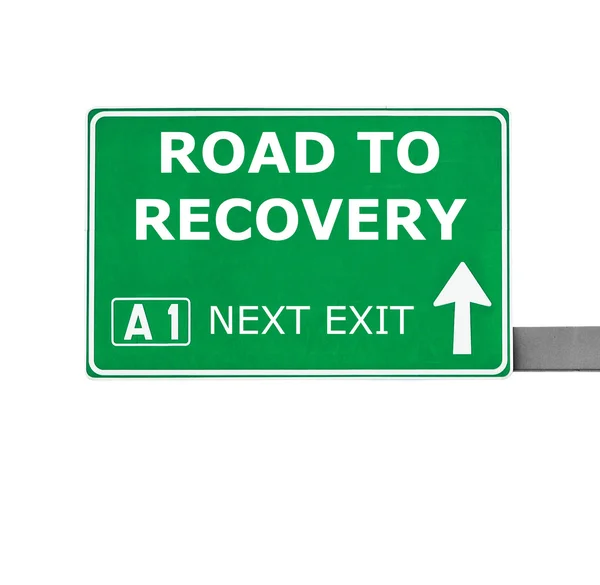 Road To Recovery verkeersbord geïsoleerd op wit — Stockfoto