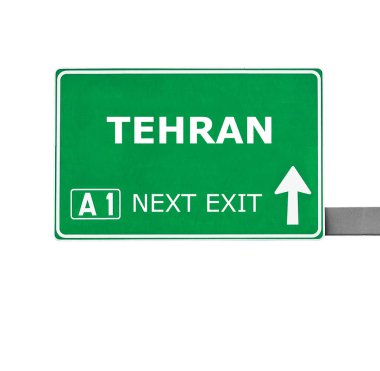 Tehran yol işaret üzerine beyaz izole