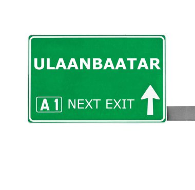 Ulaanbaatar yol işaret üzerine beyaz izole