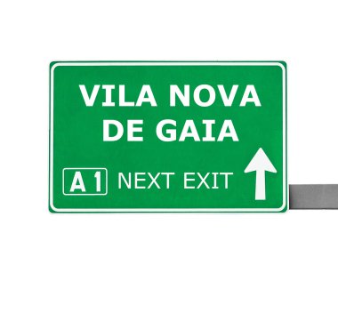 Bir Vila Nova De Gaia yol işaret üzerine beyaz izole