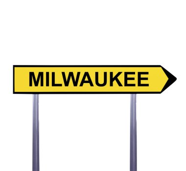 Beyaz - Milwaukee izole kavramsal ok işareti