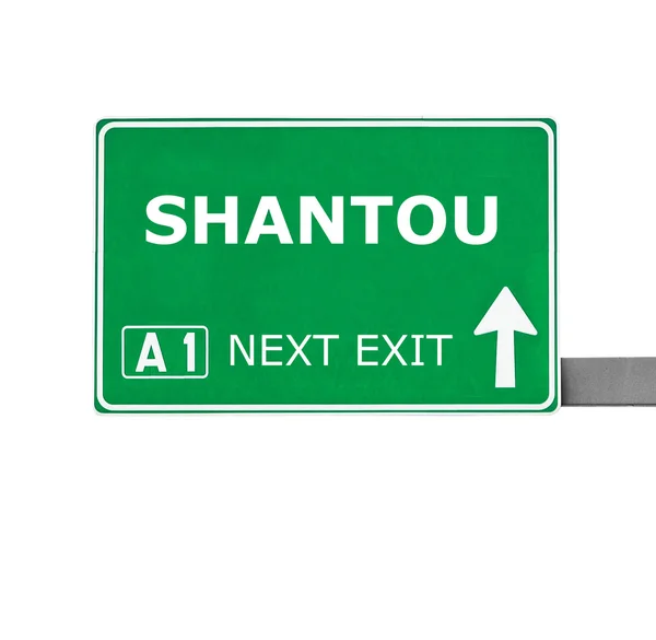 Señal de carretera SHANTOU aislada en blanco — Foto de Stock
