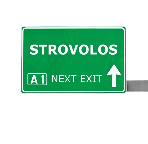 Strovolos verkeersbord geïsoleerd op wit — Stockfoto