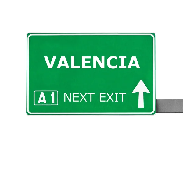 Znak drogowy Valencia na białym tle — Zdjęcie stockowe