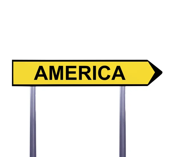 Conceptual arrow sign isolated on white - AMERICA — Stock Photo, Image