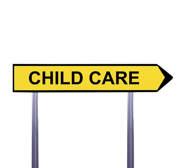 Conceptual arrow sign isolated on white - CHILD CARE — Stock Photo, Image