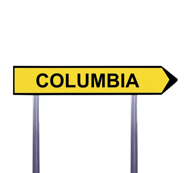 Signo de flecha conceptual aislado en blanco - COLUMBIA — Foto de Stock