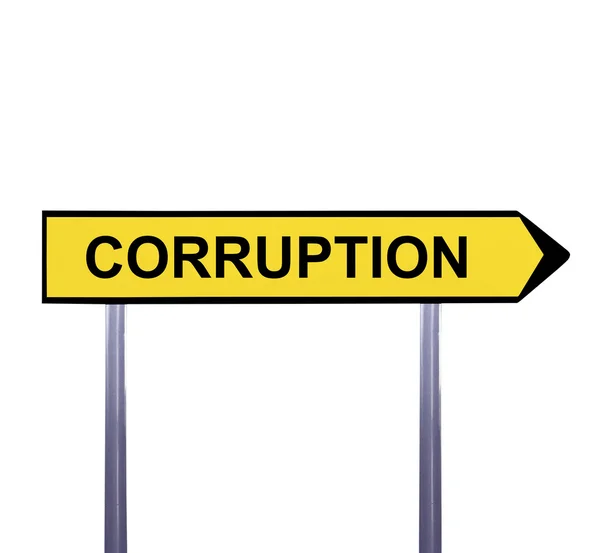 Konzeptionelle Pfeilzeichen isoliert auf weiß - Korruption — Stockfoto