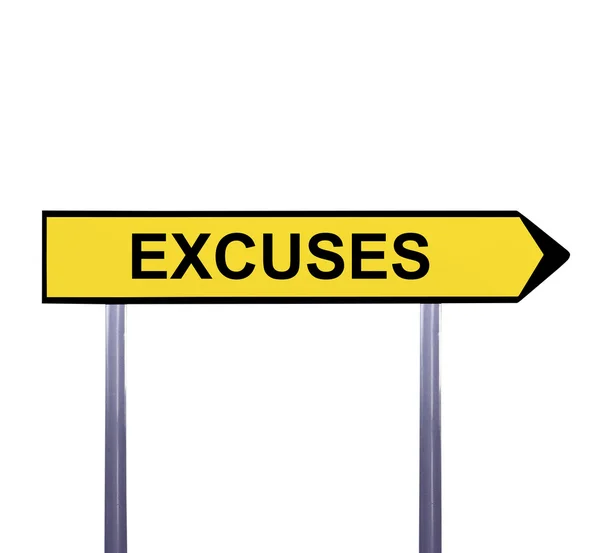 Conceptual arrow sign isolated on white - EXCUSES — Stock Photo, Image