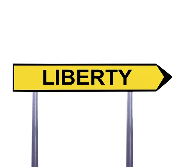 Conceptual arrow sign isolated on white - LIBERTY — Stock Photo, Image