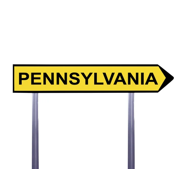 Концептуальні стрілку підписувати ізольовані на білому - штат Пенсільванія — стокове фото