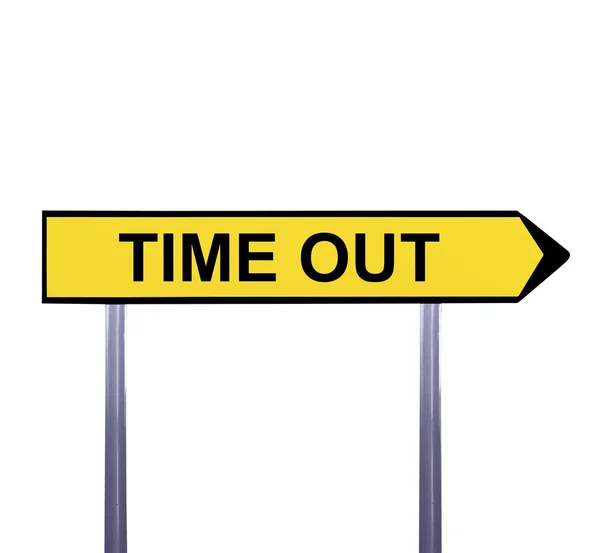 Conceptual arrow sign isolated on white - TIME OUT — Stock Photo, Image