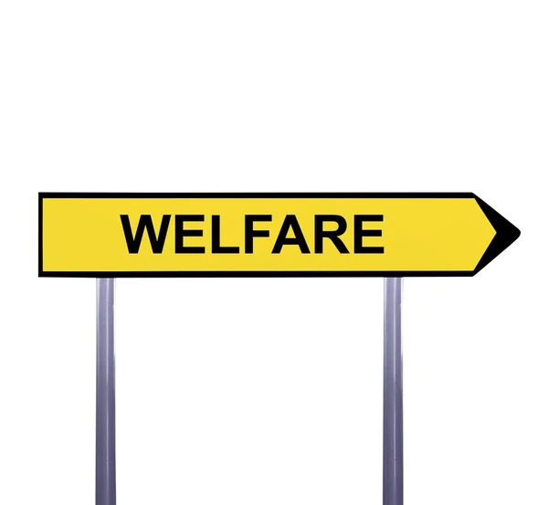 Conceptual arrow sign isolated on white - WELFARE — Stock Photo, Image