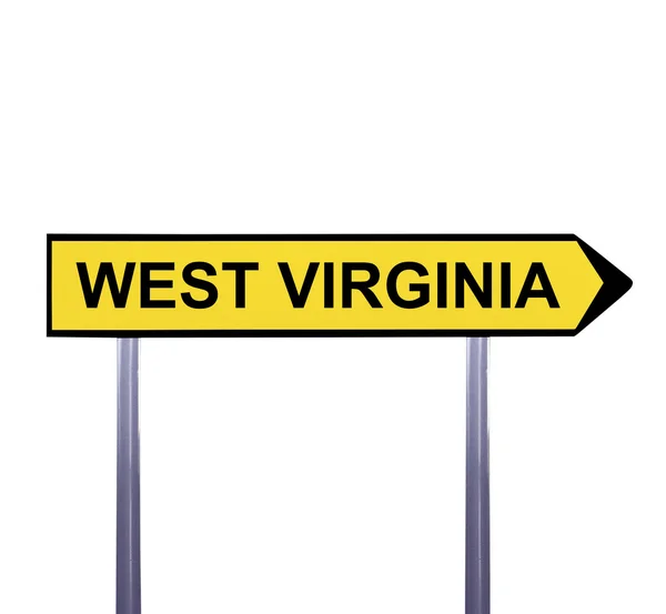 Fogalmi Útirányjelző tábla elszigetelt fehér - Nyugat-Virginia — Stock Fotó