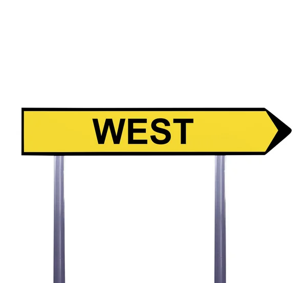 Conceptual arrow sign isolated on white - WEST — Stock Photo, Image