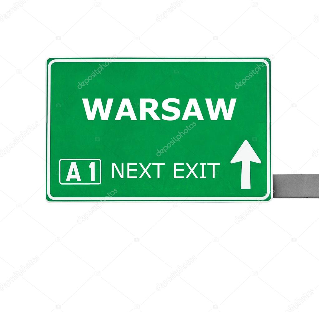 WARSAW road sign isolated on white