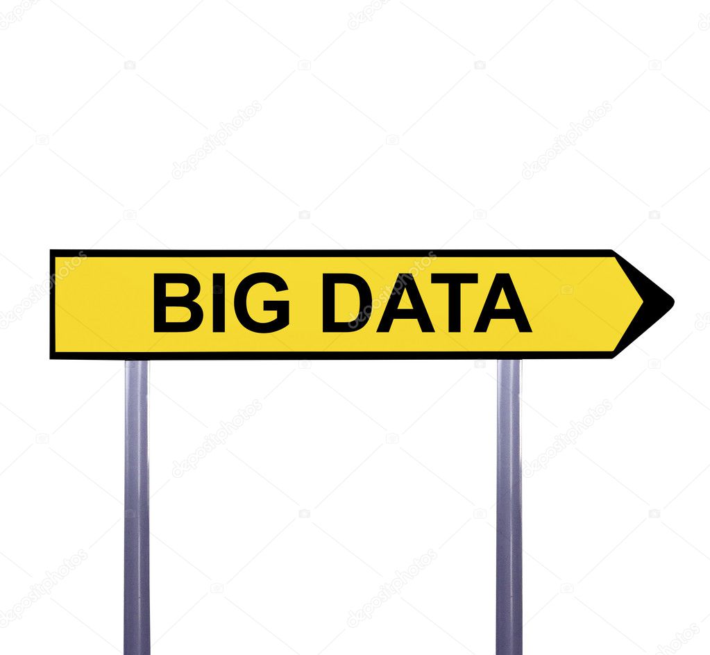 Conceptual arrow sign isolated on white - BIG DATA