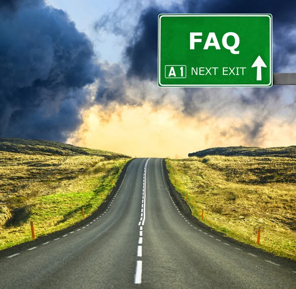 FAQ road sign against clear blue sky — Stock Photo, Image