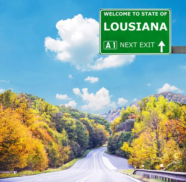 LOUSIANA road sign against clear blue sky — Stock Photo, Image