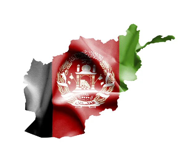 Map of Afghanistan with waving flag isolated on white — Stock Photo, Image