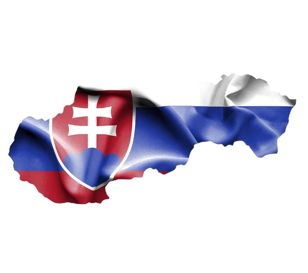 Map of Slovakia with waving flag isolated on white — Stock Photo, Image