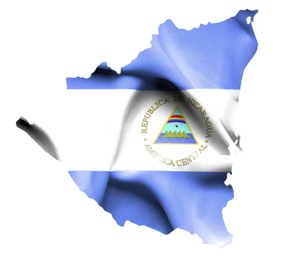 Kaart van nicaragua met zwaaien vlag geïsoleerd op wit — Stockfoto