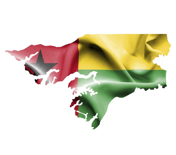 Map of Guinea Bissau with waving flag isolated on white — Stock Photo, Image