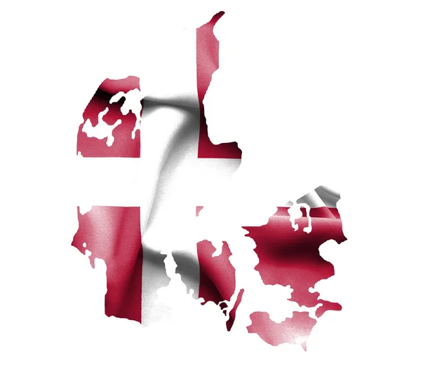 Mapa Dánska s mává vlajkou izolovaných na bílém — Stock fotografie