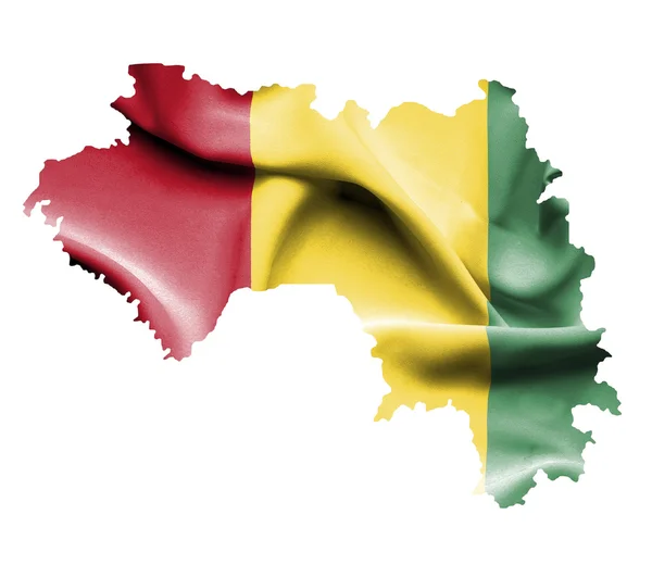 Mapa de Guinea con bandera ondeante aislado en blanco — Foto de Stock