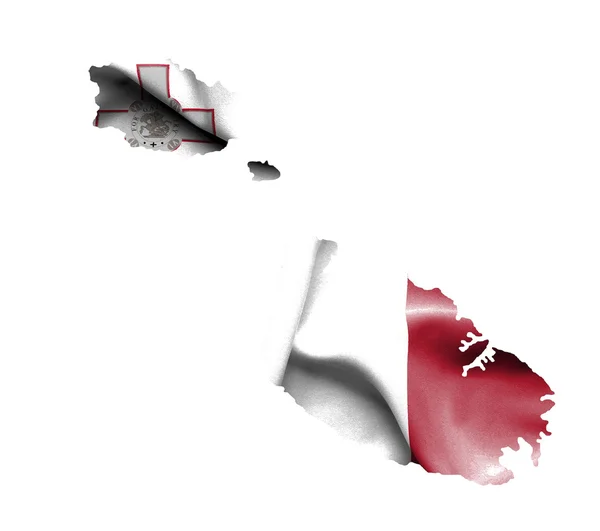 흰색 절연 깃발을 흔들며과 몰타의 지도 — 스톡 사진