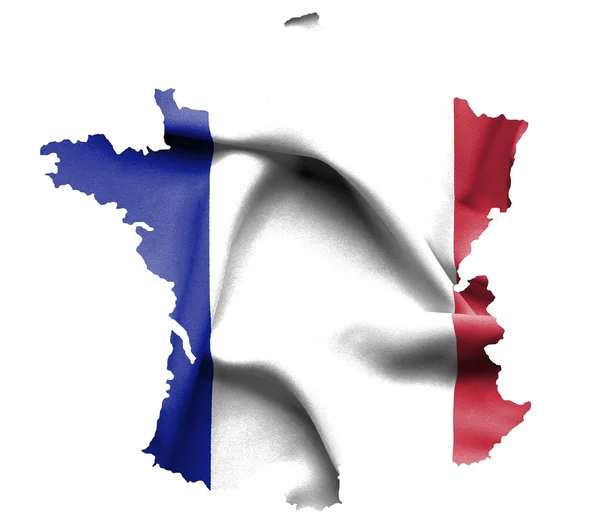 Mapa da França com bandeira acenando isolado em branco — Fotografia de Stock