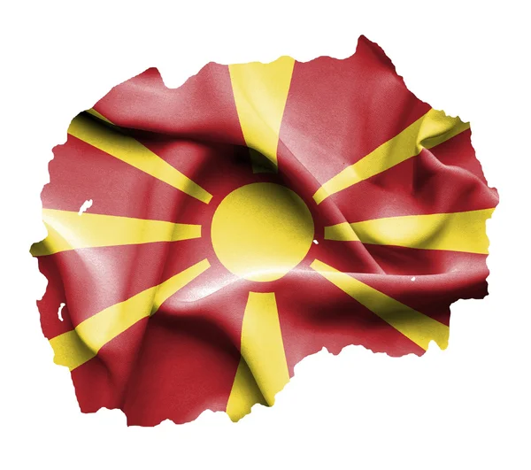 Карта Македонии с размахивающим флагом, изолированным на белом — стоковое фото
