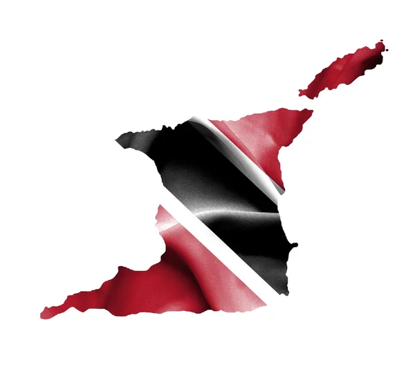 Map of Trinidad and Tobago with waving flag isolated on white — Stock Photo, Image