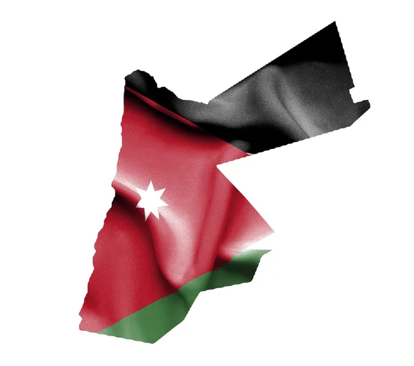 Map of Jordan with waving flag isolated on white — Stock Photo, Image