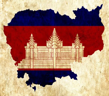 Vintage kağıt Kamboçya Haritası