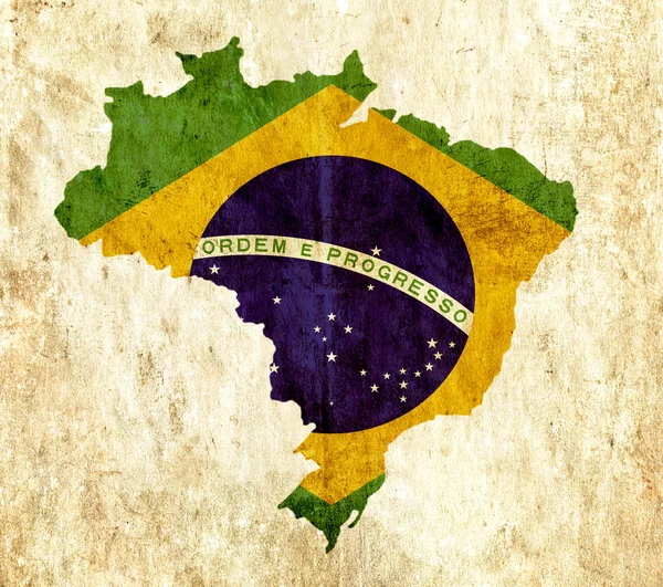 Винтажная бумажная карта Бразилии — стоковое фото