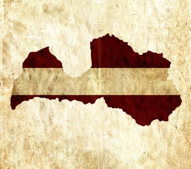 Vintage kağıt Letonya Haritası