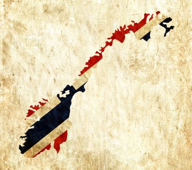 Norveç Haritası Vintage kağıt