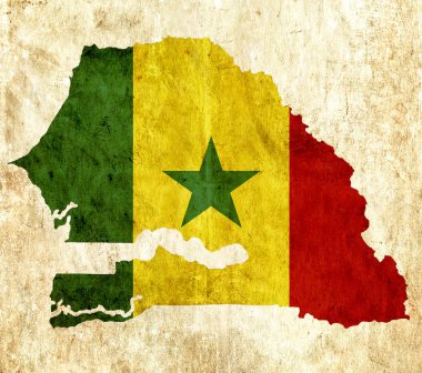 Vintage kağıt harita Senegal